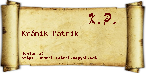 Kránik Patrik névjegykártya